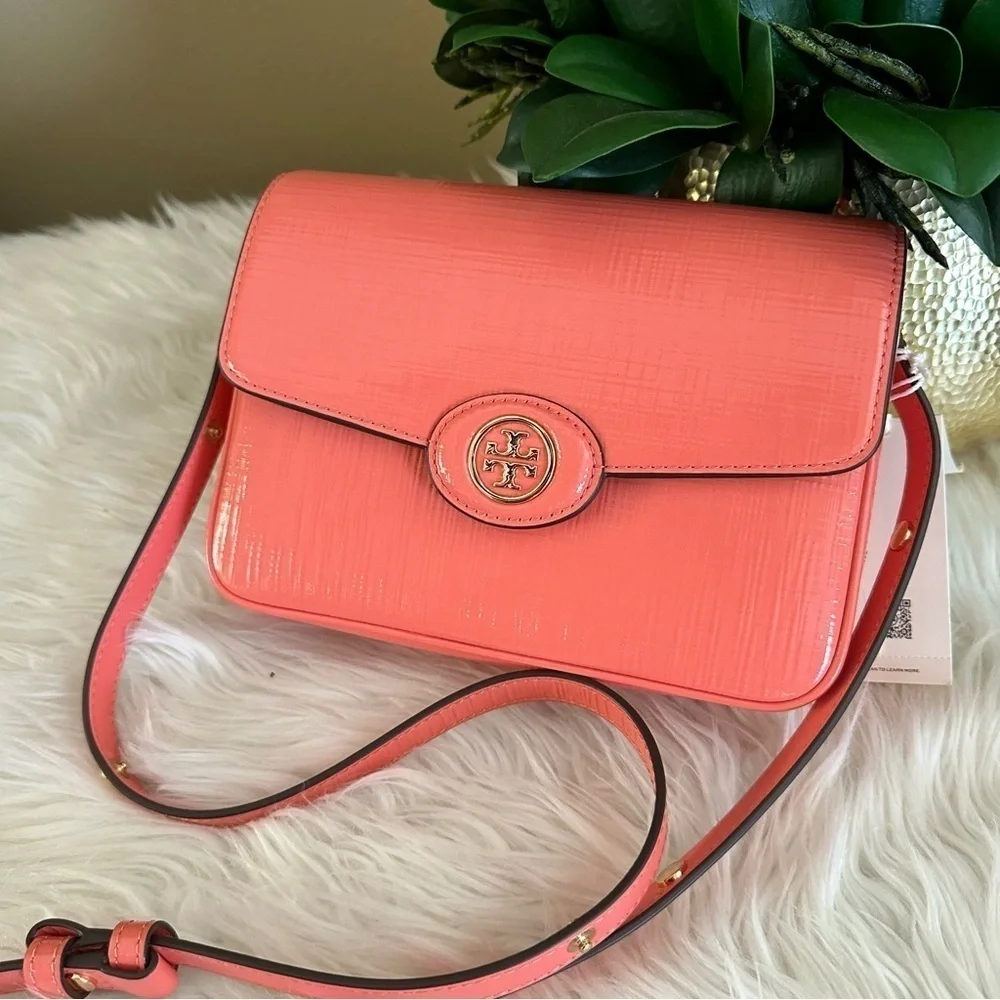 New Tory Burch Robinson Crosshatched Convertible Shoulder Bag